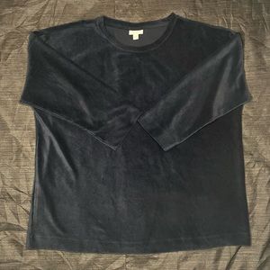 Pure Jill Navy Blue Corduroy Velvet Oversized 3/4 Raglan Shirt